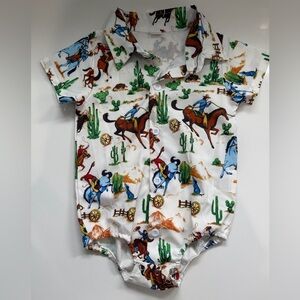 Baby Western Cowboy Print romper- Multicolor